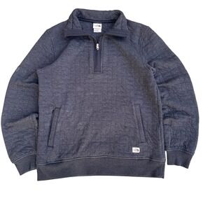 The North Face Mens Medium Charcoal Grey Quilted Quarter Zip Fleece Pullover